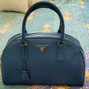 PRADA Milano Saffiano Lux Cobalt Leather Handbag